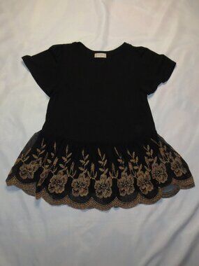 ALTAR’D STATE womens BLOUSE black TUNIC sheer SHIRT top BOHO embroidered SIZE M